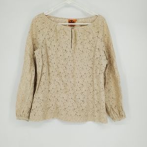 Tory burch cream lace long sleeve blouse